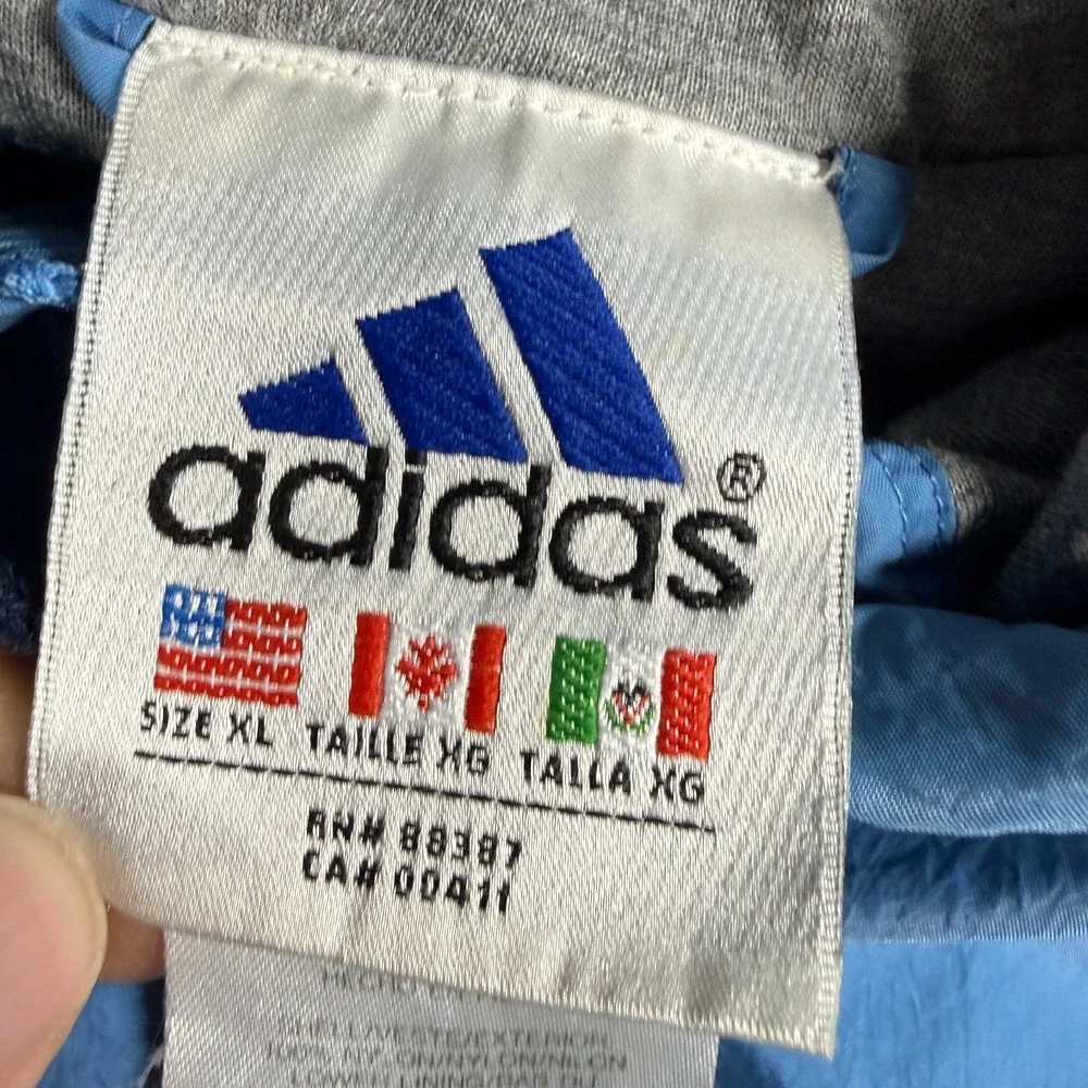Adidas Windbreaker Mens XL Blue‎ Navy 1/4 Zip Pullover Jacket Hooded 90s Vintage